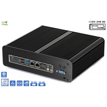 Komputer przemysłowy fanless 9. generacji Core i7-9700T 2,0GHz 2xLAN 16GB M.2 SSD 512GB i7-H310-SSD512