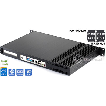 Serwer fanless Core i5-7500T 2,70GHz 8GB DDR4 2xLAN Delta-Silent1-i5-SSD512-RAID DC12-24V