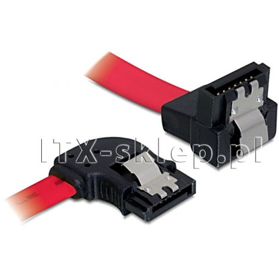 Kabel SATA kątowy lewy dolny 30 cm zatrzask Delock 82618
