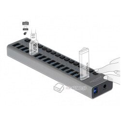 Hub USB 3.0 w metalowej obudowie 16-portowy z przełącznikiem Delock 63739