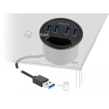 Hub biurkowy wpuszczany w blat 4x USB 3.2 Delock 64153