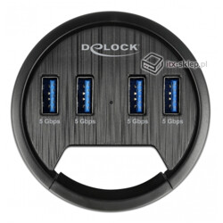 Hub biurkowy wpuszczany w blat 4x USB 3.2 Delock 64153