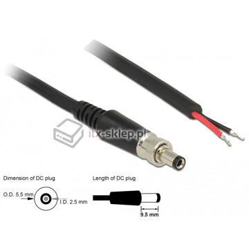 Przewód zasilający DC 5,5 x 2,5 mm z terminalem zaciskowym Delock 85711