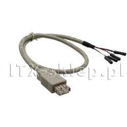 Kabel USB 2.0-A żeński  wtyki pin do płyty głównej 40cm raster 2,54mm
