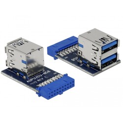 Gniazdo wewnętrzne do komputera USB 3.0 żeńskie  2x USB 3.0 żeńskie niebieskie