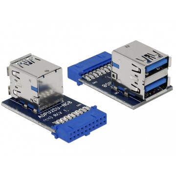 Gniazdo wewnętrzne do komputera USB 3.0 żeńskie  2x USB 3.0 żeńskie niebieskie