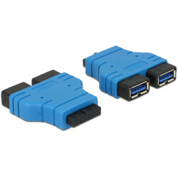 Adapter wewnętrzny USB 3.0 żeński - 2x USB 3.0 żeński 19pin pionowy Delock 65670