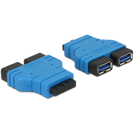Adapter wewnętrzny USB 3.0 żeński - 2x USB 3.0 żeński 19pin pionowy Delock 65670