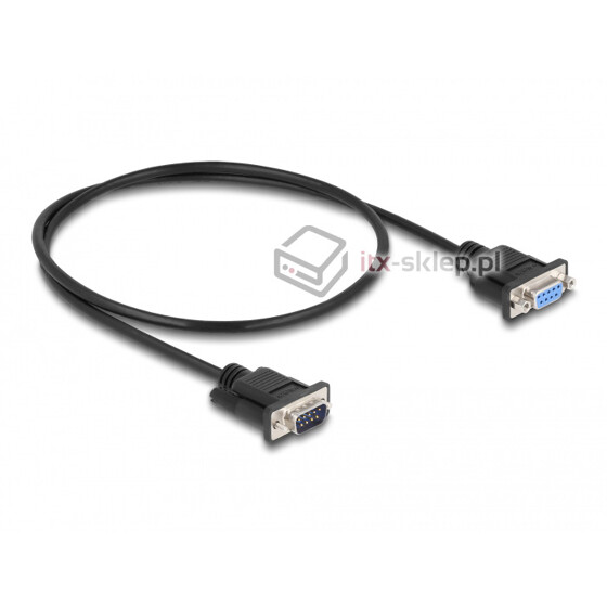 Kabel RS-232 Null Modem 0,5m męsko-żeński M-F czarny Delock 86886