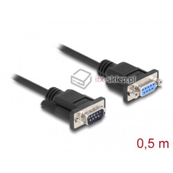 Kabel RS-232 Null Modem 0,5m męsko-żeński M-F czarny Delock 86886