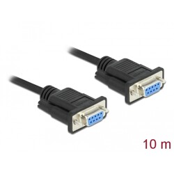 Kabel RS-232 Null Modem 10m żeńsko-żeński F-F czarny Delock 87525
