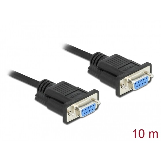 Kabel RS-232 Null Modem 10m żeńsko-żeński M-F czarny Delock 87525