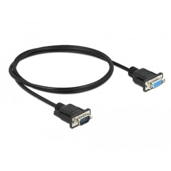 Kabel RS-232 Null Modem 10m męsko-żeński M-F czarny Delock 86886