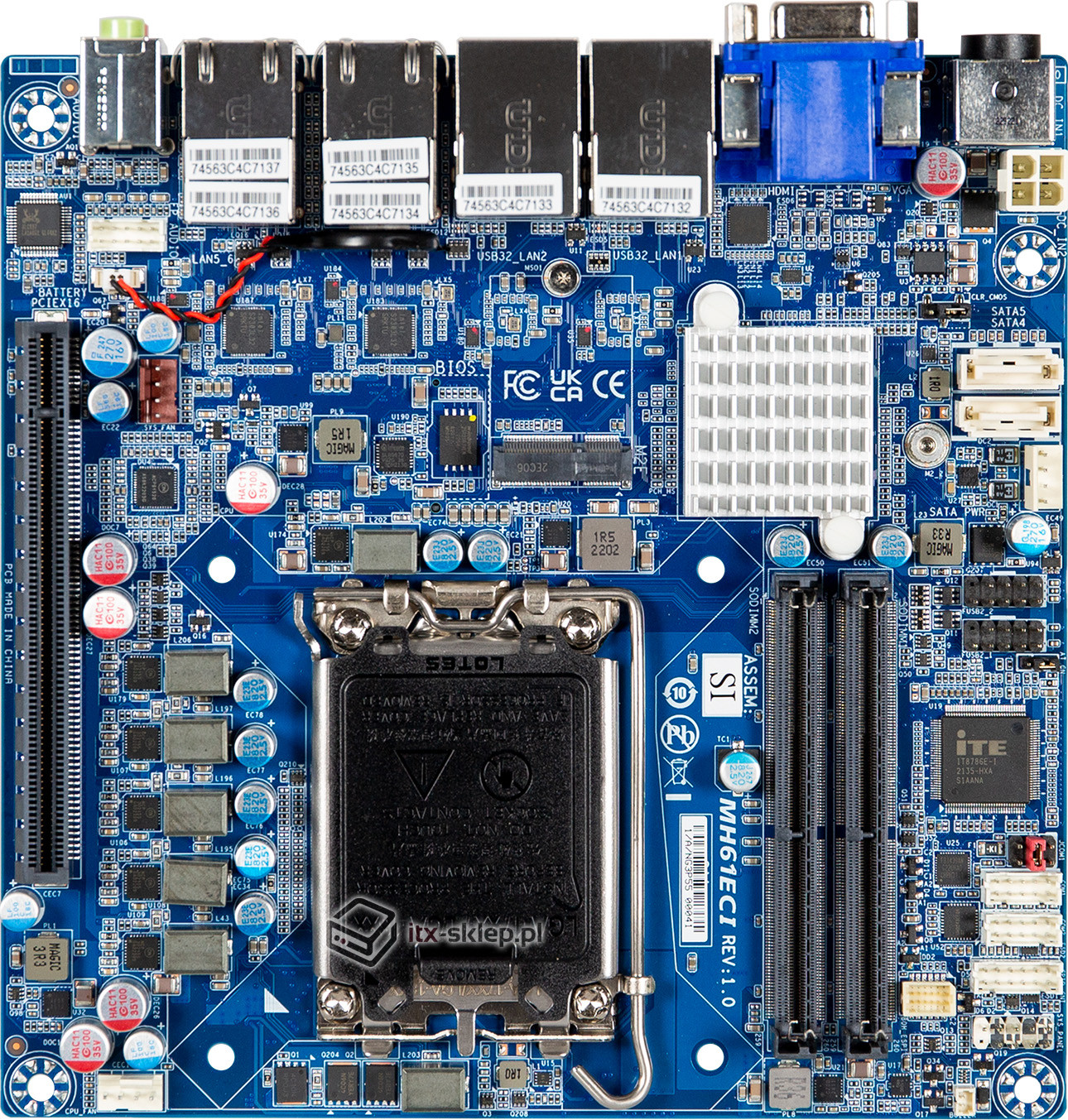 GigaIPC mITX-H61EC Intel Raptor Lake DDR4 6x2.5 GbE Intel LAN 12-24V DC