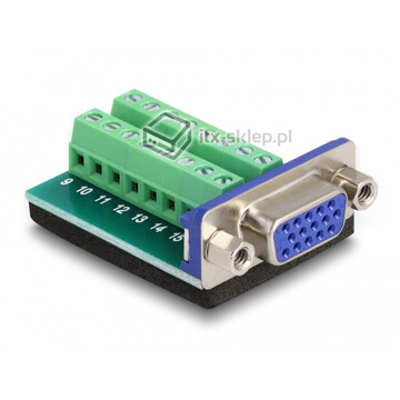 Adapter terminal VGA żeński Sub-D 15pin raster 3,81 mm