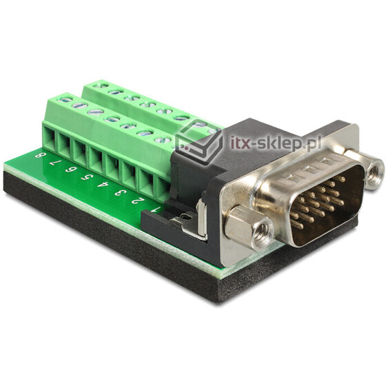Adapter terminal VGA męski Sub-D 15pin raster 3,81 mm