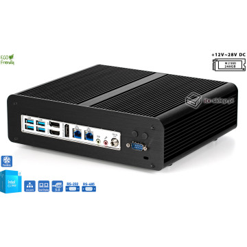 Komputer przemysłowy fanless 13. generacji Core i3-13100T 2,50GHz 2xLAN 16GB M.2 SSD 240GB i3-Q670-SSD240