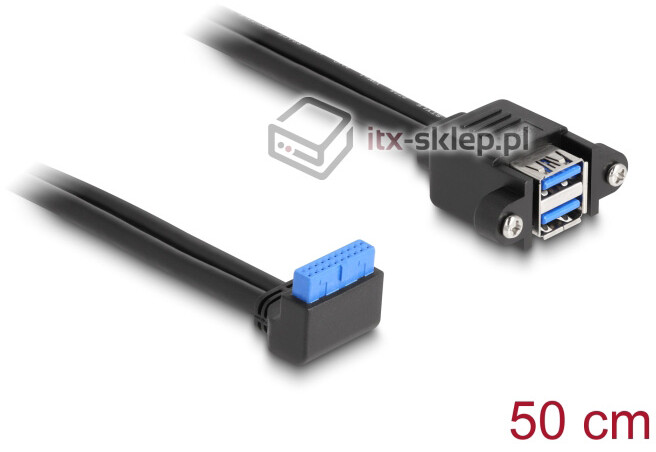 Kabel USB 3.0 wewnętrzny 19pin F - 2xUSB 3.0-A żeński Delock 85244