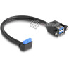 Kabel USB 3.0 wewnętrzny kątowy 19pin F - 2xUSB 3.0-A żeński na panel Delock 83007