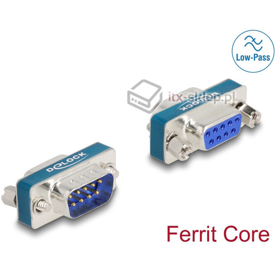 Filtr przeciwzakłóceniowy RF/EMI DB-9 męsko-żeński z indukcyjnym filtrem dolnoprzepustowym Delock 66475