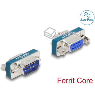 Filtr tłumiący zakłócenia RF/EMI DB-9 męsko-żeński z indukcyjnym filtrem dolnoprzepustowym Delock 66475