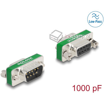 Filtr przeciwzakłóceniowy RF/EMI DB-9 męsko-żeński z pojemnościowym filtrem dolnoprzepustowym Delock 66476