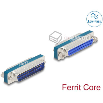 Filtr przeciwzakłóceniowy RF/EMI DB-25 męsko-żeński z indukcyjnym filtrem dolnoprzepustowym Delock 66549