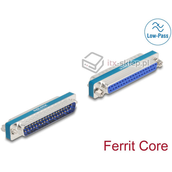 Filtr przeciwzakłóceniowy RF/EMI DB-37 męsko-żeński z indukcyjnym filtrem dolnoprzepustowym Delock 66551