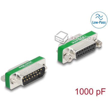 Filtr przeciwzakłóceniowy RF/EMI DB-15 męsko-żeński z pojemnościowym filtrem dolnoprzepustowym Delock 66478
