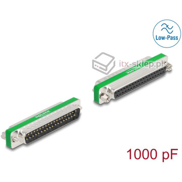 Filtr przeciwzakłóceniowy RF/EMI DB-37 męsko-żeński z pojemnościowym filtrem dolnoprzepustowym Delock 66480