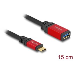 Adapter USB 10 Gbps Delock, Typ-C męski na Typ-A żeński, 15 cm, metalowy, czerwony Delock 60172