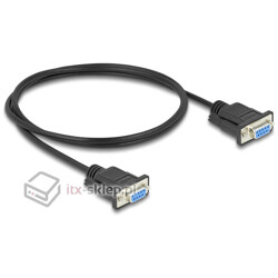 Kabel RS-232 szeregowy prosty 1:1 żeńsko-żeński F-F 1m kolor czarny