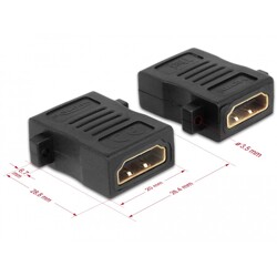Łącznik HDMI adapter F-F żeńsk-żeński z otworami montażowymi Delock 65509