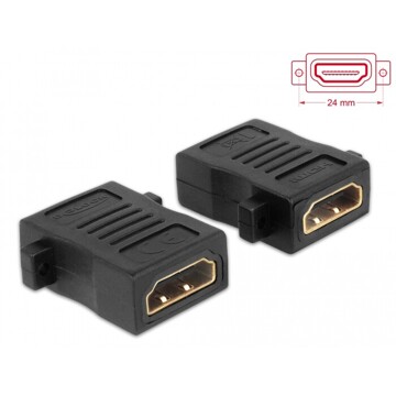 Łącznik HDMI adapter F-F żeńsk-żeński z otworami montażowymi Delock 65509