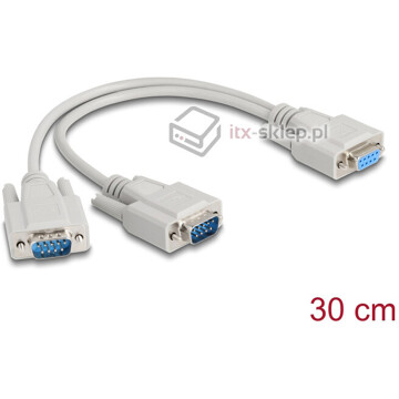 Kabel rozdzielacz RS-232 żeński - 2x RS-232 męski 30cm