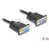 Kabel RS-232 szeregowy prosty 1:1 żeńsko-żeński F-F 5m kolor czarny