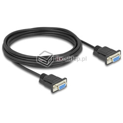 Kabel RS-232 szeregowy prosty 1:1 żeńsko-żeński M-F 3m kolor czarny