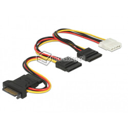 Kabel zasilający SATA męski - 3xSATA żeński + 1xMolex 20cm