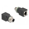 Adapter sieciowy M12 4pin D-coded męski do RJ-45 żeński prosty Delock 60061