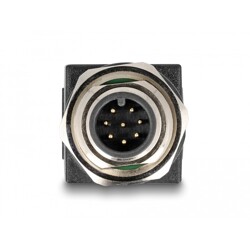 Adapter sieciowy M12 8pin A-coded męski do RJ-45 żeński prosty Delock 60063