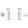 Adapter sieciowy M12 8pin A-coded męski do RJ-45 żeński prosty Delock 60063