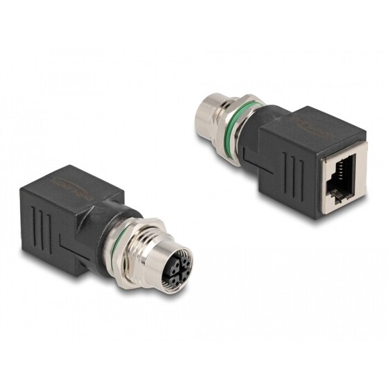 Adapter sieciowy M12 8pin X-coded żeński do RJ-45 żeński prosty Delock 60064
