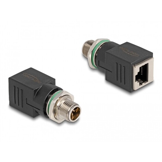 Adapter sieciowy M12 8pin X-coded męski do RJ-45 żeński prosty Delock 60065