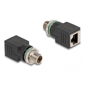 Adapter sieciowy M12 8pin X-coded męski do RJ-45 żeński prosty Delock 60065