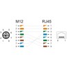 Adapter sieciowy M12 8pin X-coded męski do RJ-45 żeński prosty Delock 60065