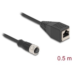 Delock M12 Kabel adaptera z kodowaniem D 4-pinowe żeńskie do żeńskiego RJ45 o długości 50 cm