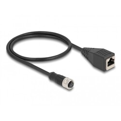 Przewód adapter M12 D-coded 4-pin żeński - RJ45 Cat.5e żeński 50cm Delock 60066