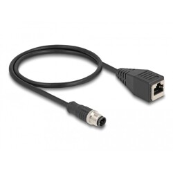 Przewód adapter M12 D-coded 4-pin męski - RJ45 Cat.5e żeński 50cm Delock 60067