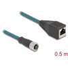 Delock M12 Kabel adaptera z kodowaniem A 8-pinowe żeńskie do żeńskiego RJ45 o długości 50 cm