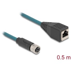 Delock M12 Kabel adaptera z kodowaniem X 8-pinowe żeńskie do żeńskiego RJ45 o długości 50 cm Delock M12 Kabel adaptera z kodowaniem X 8-pinowe żeńskie do żeńskiego RJ45 o długości 50 cm